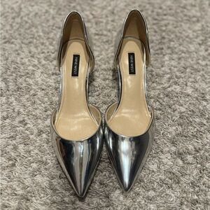 Nine West Metallic Silver Heels